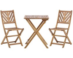 BELIANI TERNI - Bistroset voor 2 - Lichte houtkleur - Acaciahout