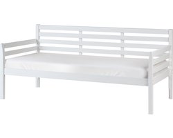 BELIANI THEZA - Bedbank - Wit - 90 x 200 cm - Rubberhout