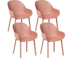 BELIANI TIGGIANO - Tuinstoel set van 4 - Koraalrood - Kunststof