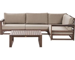BELIANI TIMOR - Loungeset 4-zits- Donkerbruin - Taupe