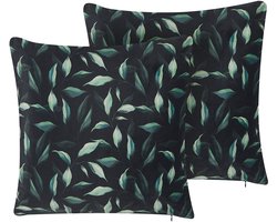 BELIANI TOADFLAX - Sierkussen set van 2 - Zwart - 45 x 45 cm - Fluweel