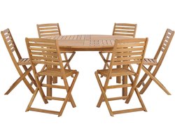 BELIANI TOLVE - Tuinset voor 6 - Lichte houtkleur - Acaciahout