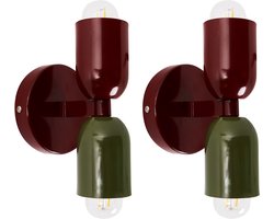 BELIANI TOPI - Wandlampen set van 2 - Rood/Groen - Metaal