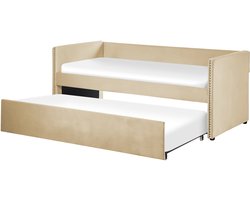 BELIANI TROYES - Slaapbank - Beige - Fluweel