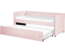 BELIANI TROYES - Slaapbank - Roze - Fluweel