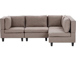 BELIANI UNSTAD - 4-zitsbank modulair - Bruin - Linkszijdig - Polyester