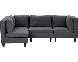 BELIANI UNSTAD - 4-zitsbank modulair - Donkergrijs - Rechtszijdig - Polyester