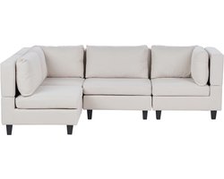 BELIANI UNSTAD - 4-zitsbank modulair - Lichtbeige - Rechtszijdig - Polyester