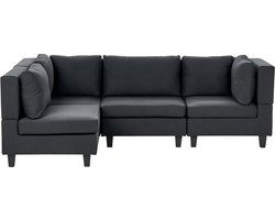 BELIANI UNSTAD - 4-zitsbank modulair - Zwart - Rechtszijdig - Polyester
