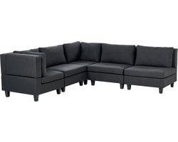 BELIANI UNSTAD - 5-zitsbank modulair - Zwart - Rechtszijdig - Polyester