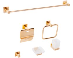 BELIANI UVITA - 6-delige badkamer hardware set - Goud - Aluminium