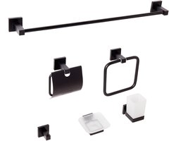 BELIANI UVITA - 6-delige badkamer hardware set - Zwart - Aluminium