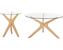 BELIANI VALLEY - Salontafel set van 2 - Lichthout - Veiligheidsglas