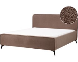 BELIANI VALOGNES - Tweepersoonsbed - Bruin - 180 x 200 cm - Bouclé