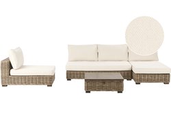 BELIANI VARALLO - Loungeset 4-zits - Gebroken wit - Linkszijdig - Rotan