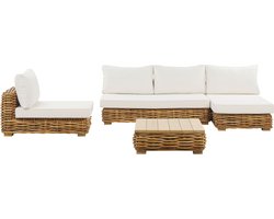 Beliani VARALLO - Loungeset voor 4 - Natuurlijk - Rotan