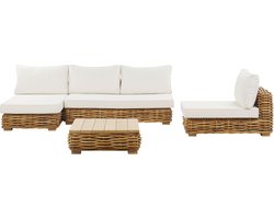 Beliani VARALLO - Tuinset voor 5 - Beige - Rotan