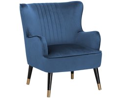 BELIANI VARBERG - Fauteuil - Donkerblauw - Fluweel
