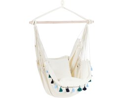 BELIANI VARENA - Hangstoel - Beige/Blauw - Katoen