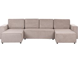 BELIANI VATNE - Hoekbank u-vorm - Lichtbruin - Polyester