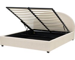BELIANI VAUCLUSE - Bed met opbergruimte - Beige - 160x200 cm - Polyester