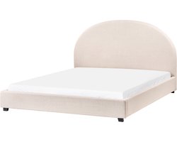BELIANI VAUCLUSE - Tweepersoonsbed - Lichtbeige - 160 x 200 cm - Polyester
