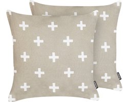 BELIANI VELLEIA - Sierkussen set van 2 - Taupe - 45 x 45 cm - Katoen