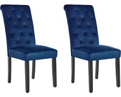 BELIANI VELVA - Eetkamerstoel set van 2 - Donkerblauw - Fluweel