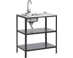 BELIANI VILAMA - Buitenkeuken met spoelbak - Zwart - 80x50x92 cm - Staal