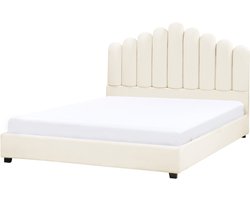 BELIANI VINCENNES - Bed - Gebroken wit - 160 x 200 cm - Fluweel