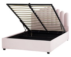 BELIANI VINCENNES - Bed met opbergruimte - Pastelroze - 140 x 200 cm - Fluweel
