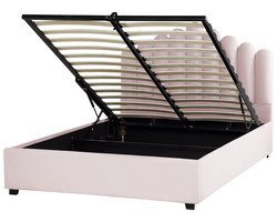 BELIANI VINCENNES - Bed met opbergruimte - Pastelroze - 160 x 200 cm - Fluweel