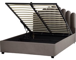 BELIANI VINCENNES - Bed met opbergruimte - Taupe - 140 x 200 cm - Fluweel