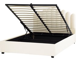 BELIANI VINCENNES - Bed met opbergruimte - Wit - 160 x 200 cm - Fluweel
