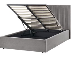 BELIANI VION - Bed met opbergruimte - Grijs - 120 x 200 cm - Fluweel