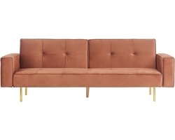 BELIANI VISNES - Slaapbank 3-zits - Goudbruin - Fluweel