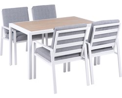 BELIANI VISSO - Tuintafel met stoelen - Wit/Grijs - Aluminium