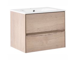 BELIANI VITA - Wandgemonteerd meubel met wasbak - Lichtbruin - MDF