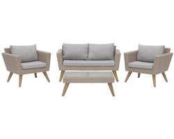 BELIANI VITTORIA - Loungeset voor 4 - Taupe - PE rotan