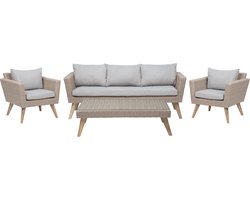 BELIANI VITTORIA - Loungeset voor 5 - Taupe - PE rotan