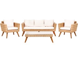BELIANI VITTORIA XL - Loungeset voor 5 - Gebroken wit - PE rotan