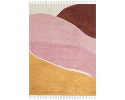 BELIANI XINALI - Vloerkleed - Meerkleurig/Roze - 140 x 200 cm - Katoen