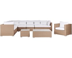 BELIANI XXL - Loungeset voor 8 - Zandbeige/Gebroken wit - PE rotan
