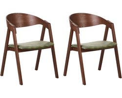 BELIANI YUBA - Eetkamerstoel set van 2 - Donkergroen - Fluweel