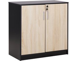 BELIANI ZEHNA - Sideboard 2 deuren - Lichthout/Zwart - Vezelplaat