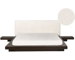 BELIANI ZEN - Waterbed - Donkerhout - 160 x 200 cm - Bouclé