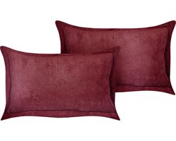 BELIANI ZINNIA - Sierkussen set van 2 - Bordeaux - 47 x 27 cm - Corduroy