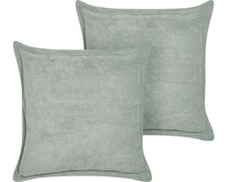 BELIANI ZINNIA - Sierkussen set van 2 - Lichtgroen - 43 x 43 cm - Corduroy