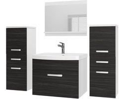 BELINI Badkamermeubel Set PRI M4 - Badmeubelset 120 cm Ebbenhout Mat met Wastafel en Spiegel - Wandmontage
