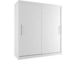 BELINI Verona SI Schuifdeurkast 158 cm Wit Mat - Garderobekast met Lades - Comfort Line Slaapkamerkast